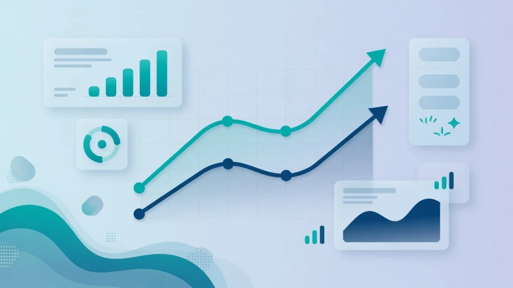 Visual representation of SaaS SEO agency results showing organic traffic and MRR growth trends