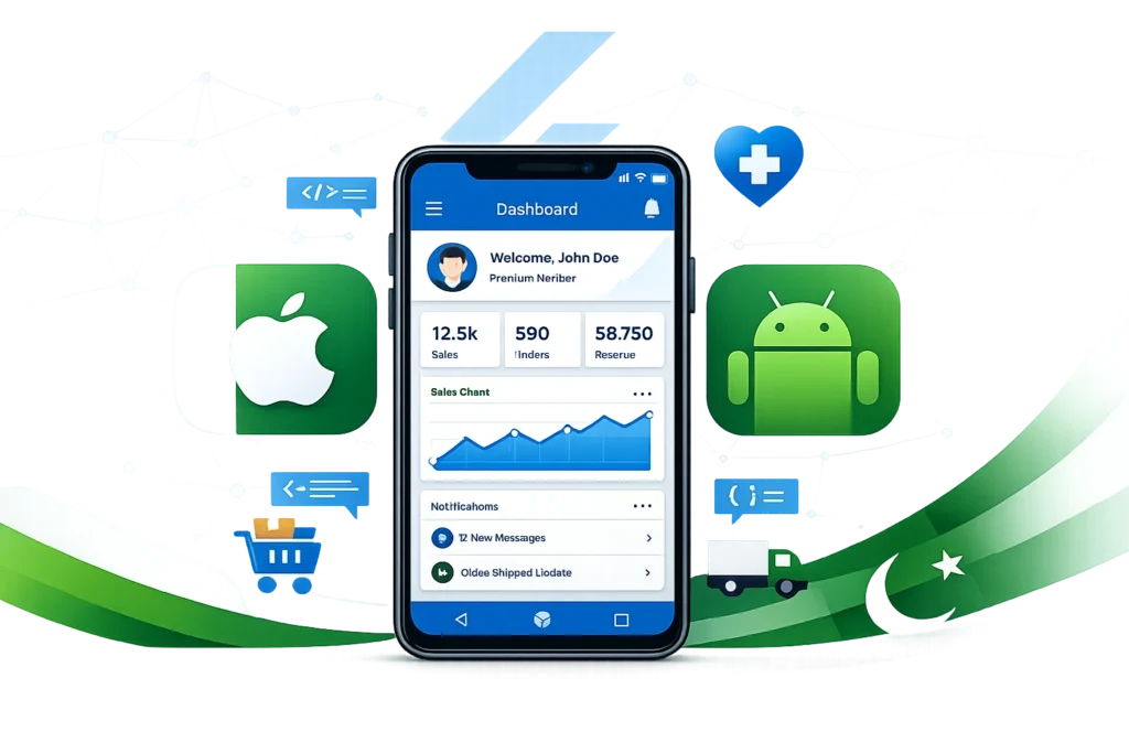 Flutter app development company in Pakistan creating cross-platform mobile applications for iOS and Android from single codebase