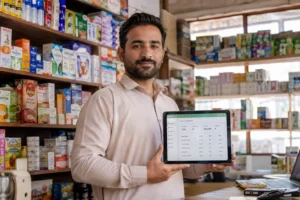 inventory management system for small business using tablet inventory management system in organized retail shop with product shelves