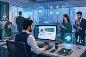 "AI Development Services in Sahiwal - Professional team implementing automated chatbots and machine learning solutions for local businesses"